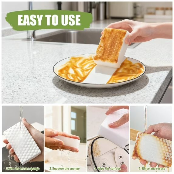 80 Pack 2X Density Melamine Cleaning Sponges, Multi-Purpose Household Magic Eraser Sponge for Kitchen, Bathroom - Image 3