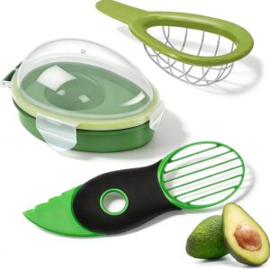 Avocado Slicer 3 Piece Set, Fruit Vegetable Avocado Tools-Kitchen Gadgets, for Slicing, Dicing and Keeping Avocados Fresh (Avocado Slicer+Saver+Cutter)