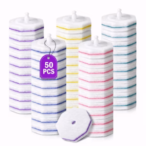 50PCS Toilet Bowl Wand Refills, 5 Scents Toilet Brush Replacement Heads, Bathroom Washroom Cleaning Pads for Toilet Bowl Cleaning