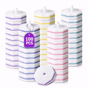 100PCS Toilet Bowl Wand Refills, 5 Scents Toilet Brush Replacement Heads, Bathroom Washroom Cleaning Pads for Toilet Bowl Cleaning