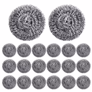 20 Pack Steel Wool Scrubber for Kitchen Cleaning, 2.6 Inch Stainless Steel Scrubber Pads, Metal Scrubber for Dishes, Pots, Pans, Ovens, Grills & Sinks