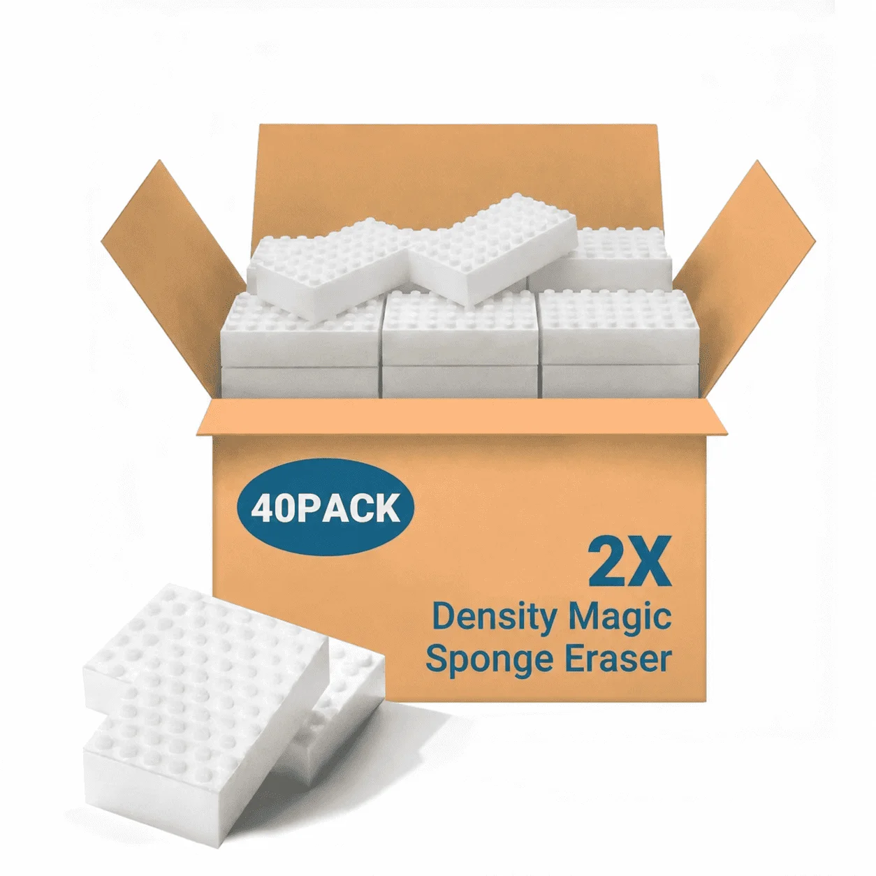 40 Pack 2X Density Melamine Cleaning Sponges, Multi-Purpose Household Magic Eraser Sponge for Kitchen, Bathroom