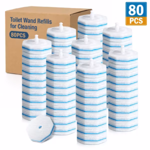 80PCS Toilet Bowl Wand Refills, Replacement Heads for Bathroom Washroom Cleaning Pads, Disposable Toilet Brush Mop Refills