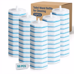 Rinima 50PC Toilet Bowl Wand Refills, Replacement Heads for Bathroom Washroom Cleaning Pads, Disposable Toilet Brush Refills