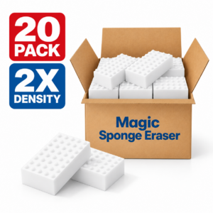 2X Density Magic Sponge Eraser, 20 Pack Multi-Purpose Cleaning Pads for Kitchen, Bathroom, Walls & Dishes, Melamine Sponges for Tough Stains & Grease